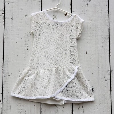 DKNY Girls Sz 4T Fit & Flare White Lace Dress Button W Under Dress NEW - Image 1 of 2