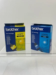 Genuine Brother LC47C Cyan and LC47Y Yellow Ink Cartridge New Old Stock Sealed - Picture 1 of 6