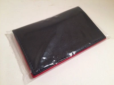 Cartera para tarjetas unisex de cuero negro amarillo rojo Made in Italy Foto 1 de 4