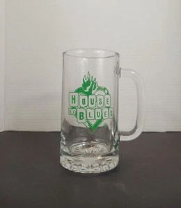 Vintage House Of Blues dickes Glas Bier Trinkkrug grüne Buchstaben 6" hoch - Bild 1 von 10