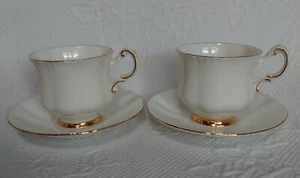 Paragon Bone China Paar Teetassen/Untertassen weiß mit Goldrand - Bild 1 von 5