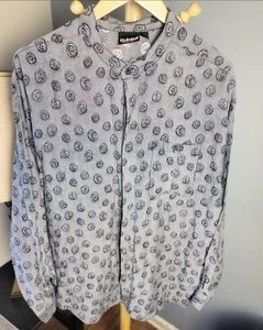 Vintage Made In Usa Hutspah Brand Kens Shirt Geometric Circle Print Mens XL Gray - Picture 1 of 10