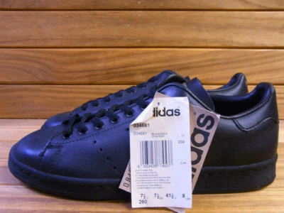 90's Dead Stock Adidas Official Color Black Leather Made in Morocco with tag Us8 - Image 1 of 4