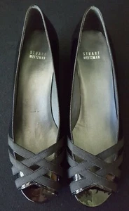 Stuart Weitzman Heels Black Patent Leather Peep Toe Pumps 10N New - Picture 1 of 3