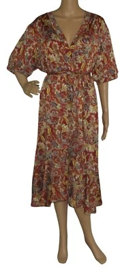 Vestido Colección NY para Mujer 2X Cachemira Naranja Quemado Dorado Envoltura Cuello en V Manga Codo Foto 1 de 4