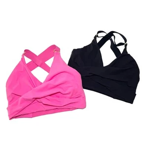 (2) Buffbunny Women’s Candy Wrap Sports Bra Twisted Strappy Black & Pink Size M - Picture 1 of 10