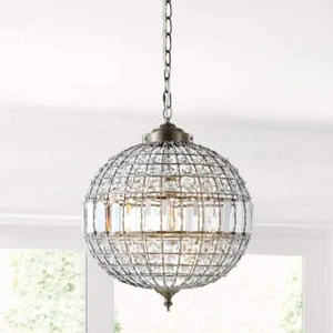 JONATHAN Y Chandelier Pendant 19"LED Crystal 1-Light Antique Brass Crystal/Metal - Picture 1 of 10