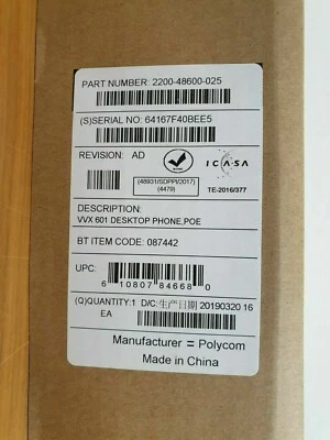 Polycom - 2200-48600-025 - VVX 601 - VoIP-Telefon UR - Bild 1 von 3