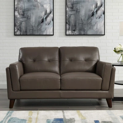 Hydeline Huntington Top Grain Leather Loveseat, Memory Foam and Springs Seating - Image 1 of 4