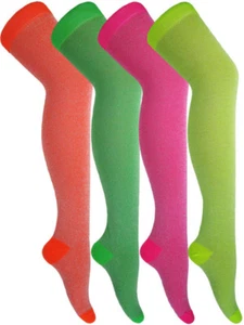 Nuevos calcetines cálidos por encima de la rodilla con brillo de neón brillante para damas niñas 1 pp - Imagen 1 de 2