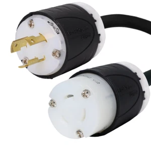 NEMA L6-20 Extension Cord - 3 ft, 20A/250V 12 AWG - Iron Box # IBX-4803 - Picture 1 of 1