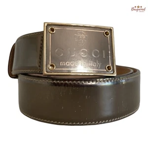 Auténtico Cinturón Gucci Cuero Metálico Histeria Hebilla Cuadrada Talla 90/36 - Imagen 1 de 13