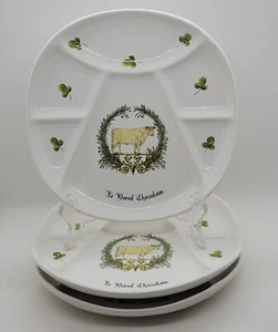 (3) Piatti FONDUTA "Chambord" Vintage Porcelaine D'Auteuil, 8 3/8", Motivo Mucca, Francia - Foto 1 di 6
