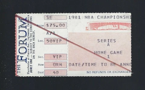 VINTAGE 1981 NBA ROCKETS @ LOS ANGELES LAKERS PLAYOFF TICKET STUB A-1 GAME #1 Cover