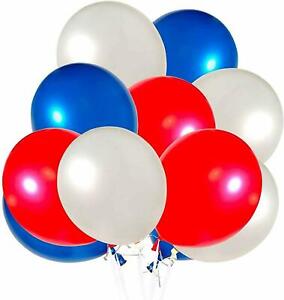 100 Red White Blue Union Jack Balloon Queen Jubilee GB Royal Street Party Decor