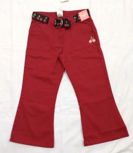 NWT Gymboree CHERRY PIE cherries dark red cotton twill khaki style flare pants 4 - Picture 1 of 6