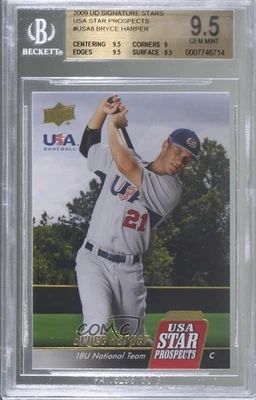 2009 Upper Deck Signature Stars USA Star Prospects Bryce Harper BGS 9.5 GEM MINT - Image 1 of 2