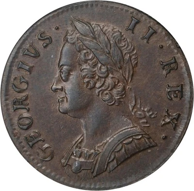 ENGLAND GEORGE II 1752 1/2D HALF PENNY COIN UNCIRCULATED ANACS CERTIFIED MS62-BN - Image 1 of 4