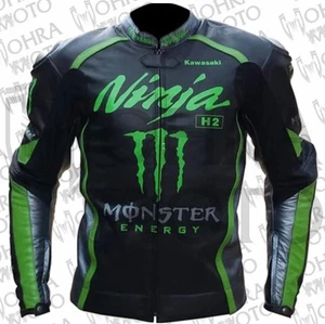 Kawasaki Ninja Monster Energy Chaqueta de moto de cuero Chaqueta de moto unisex - Picture 1 of 5