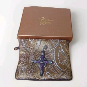 Barbara Bixby Sterlingsilber 18K schwarze Perle Rhodolith Granat Kreuz Anhänger - Bild 1 von 8