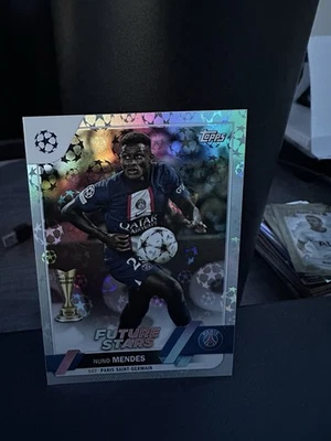 2022-23 Topps UEFA Club Competitions #26 Nuno Mendes Starball Foil Parallel PSG - Image 1 of 2