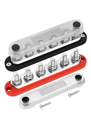 DaierTek 300A Bus Bar 12V Marine 12V Power Distribution Block with Cover 6 x 3/8 - Image 1 of 4