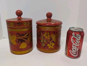 Par de Botes Khokhloma De Colección URSS Dorados y Florales, Arte Popular Ruso - Imagen 1 de 9