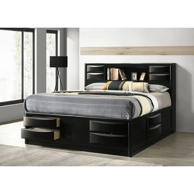 Cama de almacenamiento Jazz Black King - Almacenamiento moderno Eastern King Foto 1 de 4