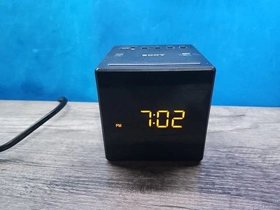 Sony ICF-C1 FM/AM Cube Black Alarm Clock Radio LCD Display Tested - Image 1 of 4