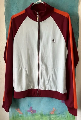 An Original PENGUIN By Munsingwear JACKET Full Zip Dark & Orange Red Pale Blue M - Image 1 of 4