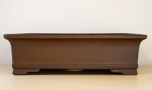 Japanese Bonsai Pot Tokoname KEIZAN 15.2"(38.5cm) Brown Unglazed Rectangle Y961 - Picture 1 of 13