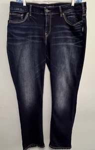 Silver Jeans Damen dunkle Waschung Used-Look Avery gerades Bein 31" Schrittlänge Größe 20 - Bild 1 von 13