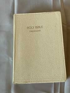 Holy Bible - Vintage 1950s Concordance - White Leather Bound Pictures Map (D) - Picture 1 of 11