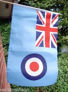 RAF ENSIGN LARGE HAND WAVING FLAG 18"X12" WITH 24" POLE ROYAL AIR FORCE BRITISH - Picture 1 of 1