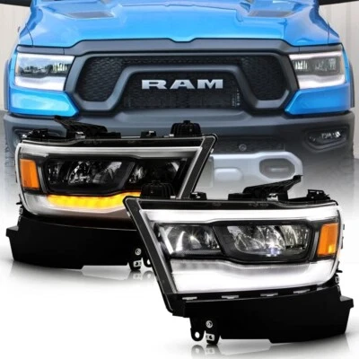 Para Dodge RAM 1500 2019-2023 bisel negro LED completo con faros reflectores DRL Foto 1 de 4