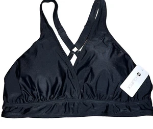 Holipick Swimsuit Top Black Size 16W Criss Cross Push Up Bathing Suit Wrap Top - Picture 1 of 3
