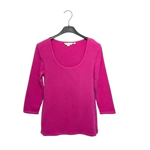 Boden Magenta Pink 3/4 Sleeve Scoop Neck Fitted Jersey T-Shirt - Size 10 - Picture 1 of 10