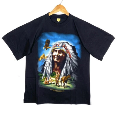 Rare Tee Shirt Native American Graphique Vintage 80/90’s (Single Stitch) - Photo 1/4