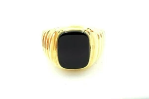 10k Yellow Gold Black Onyx Mens Ring Size 9.5 - Picture 1 of 12