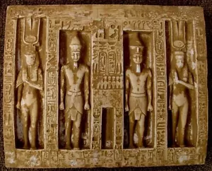 Placa de pared de fragmento egipcio antiguo Ramsés y Nefertari Abu Simbel - Imagen 1 de 1