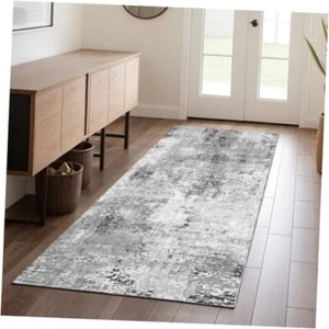 Washable Area Rug Non-Slip Vantage Entryway Rugs with Rubber 2×5 Feet Grey - Picture 1 of 8