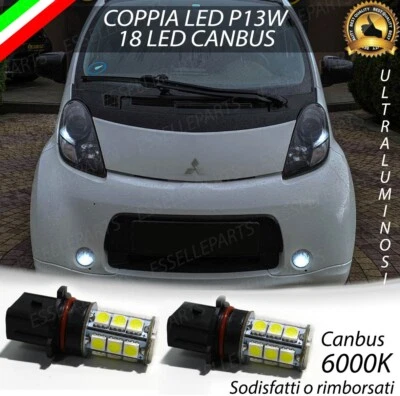 COPPIA LAMPADE POSIZIONE P13W 18 LED DRL 6000K MITSUBISHI I-MIEV CANBUS BIANCO - Immagine 1 di 4