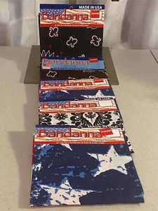 Lotto contenente 5 bandane con vari colori e modelli 22 x 22 pollici ciascuna - Foto 1 di 5