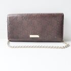 Auth GUCCI Shimaline, Metal Bar 170426 Dark Brown Leather - Other Style Wallet
