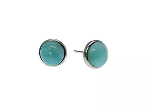 ECHTE DOMINIKANISCHE LARIMAR 8 mm OHRSTECKER 0,925 STERLINGSILBER - Bild 1 von 3
