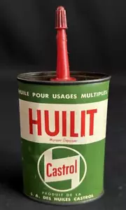 CASTROL OIL HUILIT FRENCH CYCLE BICYCLE LUBRICATING OILER CAN POURER DISPLAY TIN - Picture 1 of 8