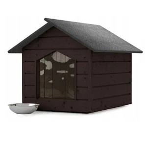Doghouse Outdoor Teak Cat House Cave Winterproof Insulated Wood 116x90x82cm XL - Picture 1 of 4