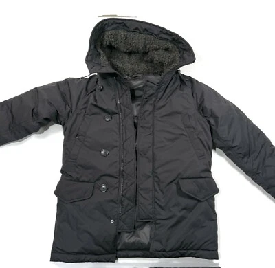 Chaqueta de plumón Uniqlo negra para mujer talla 4 forrada de lana con capucha abrigo de invierno parka Foto 1 de 4