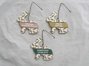 Adornos de madera de conejito de Pascua - conejos - primitivos de Kathy 108858 NUEVO 3p - Imagen 1 de 6