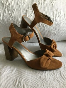 WORTHINGTON 11M  BRAKEN Light Brown Textile Upper Ankle Strap ChunkyHeel Sandals - Picture 1 of 8